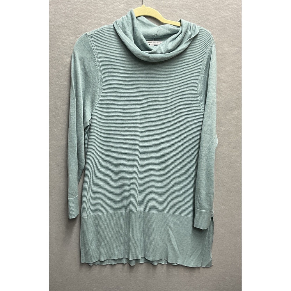 Adrienne‎ Vittadini Womens Tunic Sweater Size XL Cowl Neck Reef Heather Ribbed